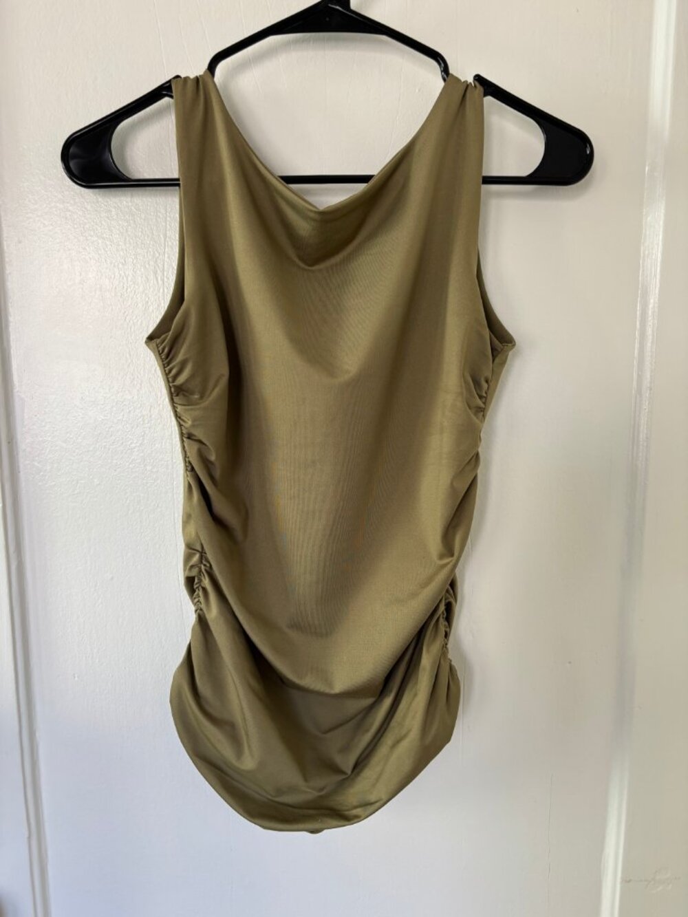 Arthur Apparel Ruched Tank in Army Green - Picture 3 of 5